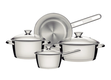 Batería de cocina Allegra de acero inoxidable con fondo triple de 4 piezas Tramontina