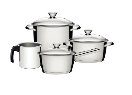 Batería de cocina Allegra de acero inoxidable con fondo triple de 4 piezas Tramontina