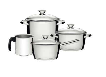Batería de cocina Allegra de acero inoxidable con fondo triple de 4 piezas Tramontina