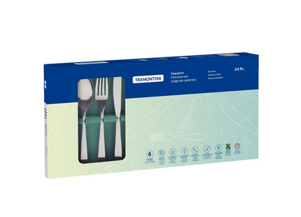 Juego de cubiertos de 24 piezas Tramontina Maresias de acero inoxidable con cuchillos para asado
