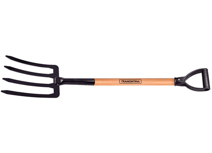 Bieldo Metálico para Tierra Tramontina 4 Dientes con Mango de Madera 71 cm