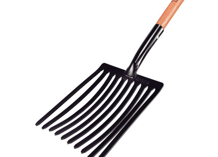 Bieldo Metálico para Grava Tramontina 10 Dientes con Mango de Madera 74 cm