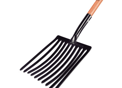 Bieldo Metálico para Grava Tramontina 10 Dientes con Mango de Madera 74 cm
