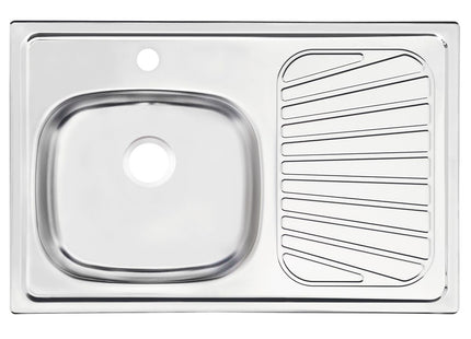 Fregadero de empotrar en acero inoxidable 80x52 cm