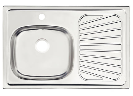 Fregadero de empotrar en acero inoxidable 80x52 cm