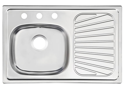 Fregadero de empotrar en acero inoxidable 80x52 cm