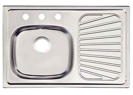 Fregadero de empotrar en acero inoxidable 80x52 cm