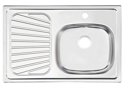 Fregadero de empotrar en acero inoxidable 80x52 cm