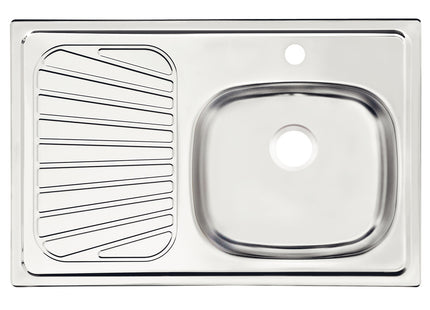 Fregadero de empotrar en acero inoxidable 80x52 cm