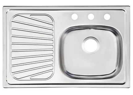 Fregadero de empotrar en acero inoxidable 80x52 cm