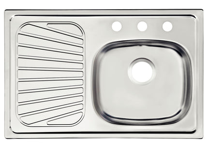 Fregadero de empotrar en acero inoxidable 80x52 cm
