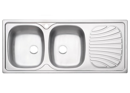 Fregadero de empotrar en acero inoxidable 116x50 cm