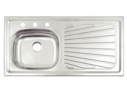 Fregadero de empotrar en acero inoxidable 100x50 cm