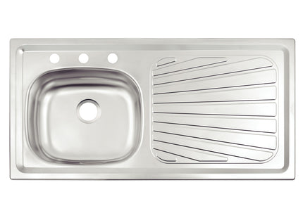 Fregadero de empotrar en acero inoxidable 100x50 cm