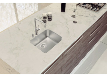 Cubeta de Bajo Poner Tramontina Dora 40 BL R6 de Acero Inoxidable Cepillado con Válvula 4 1/2'''' 40x34 cm