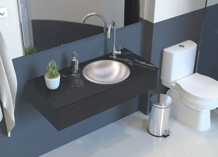 Lavabo redondo de Tramontina en acero inoxidable con acabado satinado 30 cm