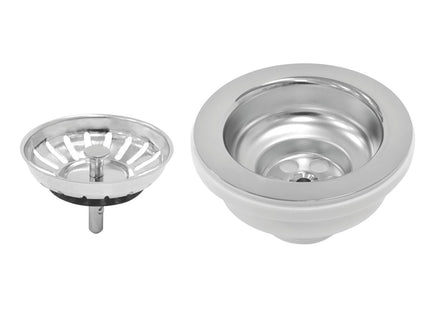 Válvula Tramontina Lujo para piletas y fregaderos de 4 1/2" sin escape de acero inoxidable y polipropileno.