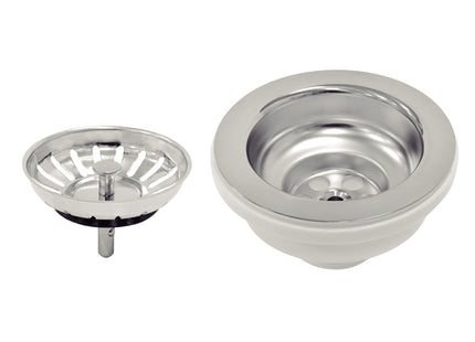 Válvula Tramontina Lujo para piletas y fregaderos de 4 1/2" sin escape de acero inoxidable y polipropileno.