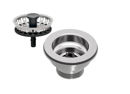 Válvula Tramontina 3 1/2"  sin Escape de Acero Inoxidable 430 Pulido y Polipropileno para Fregaderos Cubetas y Lavaderos