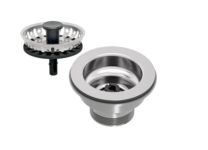 Válvula Tramontina 3 1/2"  sin Escape de Acero Inoxidable 430 Pulido y Polipropileno para Fregaderos Cubetas y Lavaderos