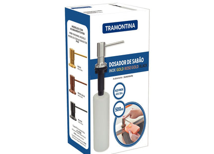 Dispensador de jabón Tramontina de acero inoxidable con recipiente plástico 500 ml