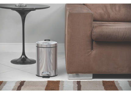 Basurero de acero inoxidable con Pedal Brasil 5 L Tramontina con acabado pulido y cubo plastico interno