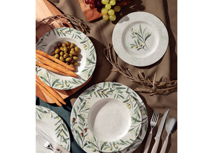 Kit Plato Raso Tramontina Oliva en Porcelana Decorada 28 cm 06 Piezas