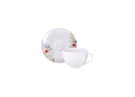 Juego Taza y Platillo de Té Tramontina Floratta en Porcelana Decorada 250 ml 2 Piezas