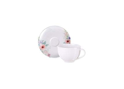 Juego Taza y Platillo de Té Tramontina Floratta en Porcelana Decorada 250 ml 2 Piezas