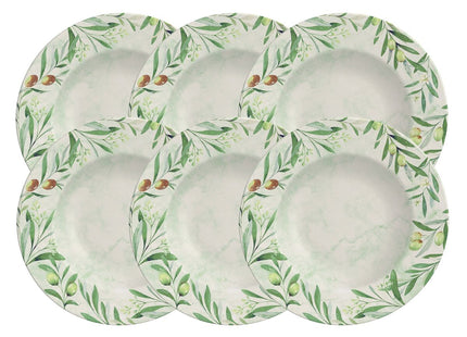 Kit Plato Raso Tramontina Oliva en Porcelana Decorada 28 cm 06 Piezas